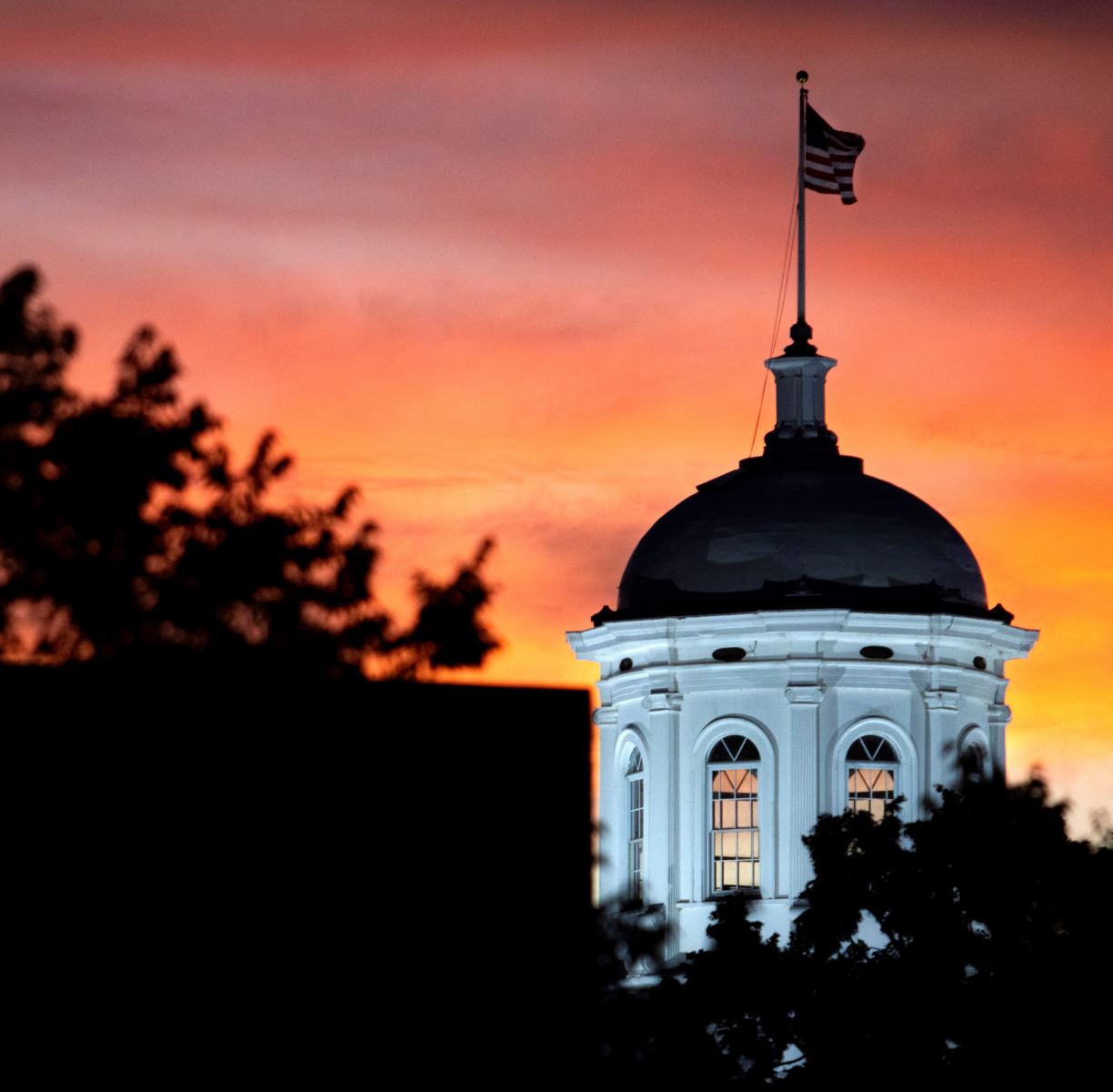 Picture of Main Hall at sunset.